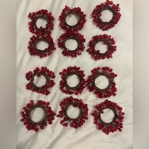 Set of 12 Red Berry Napkin Rings